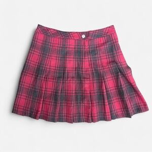 Blackmilk Hot Pink Plaid Pleated Mini Skirt